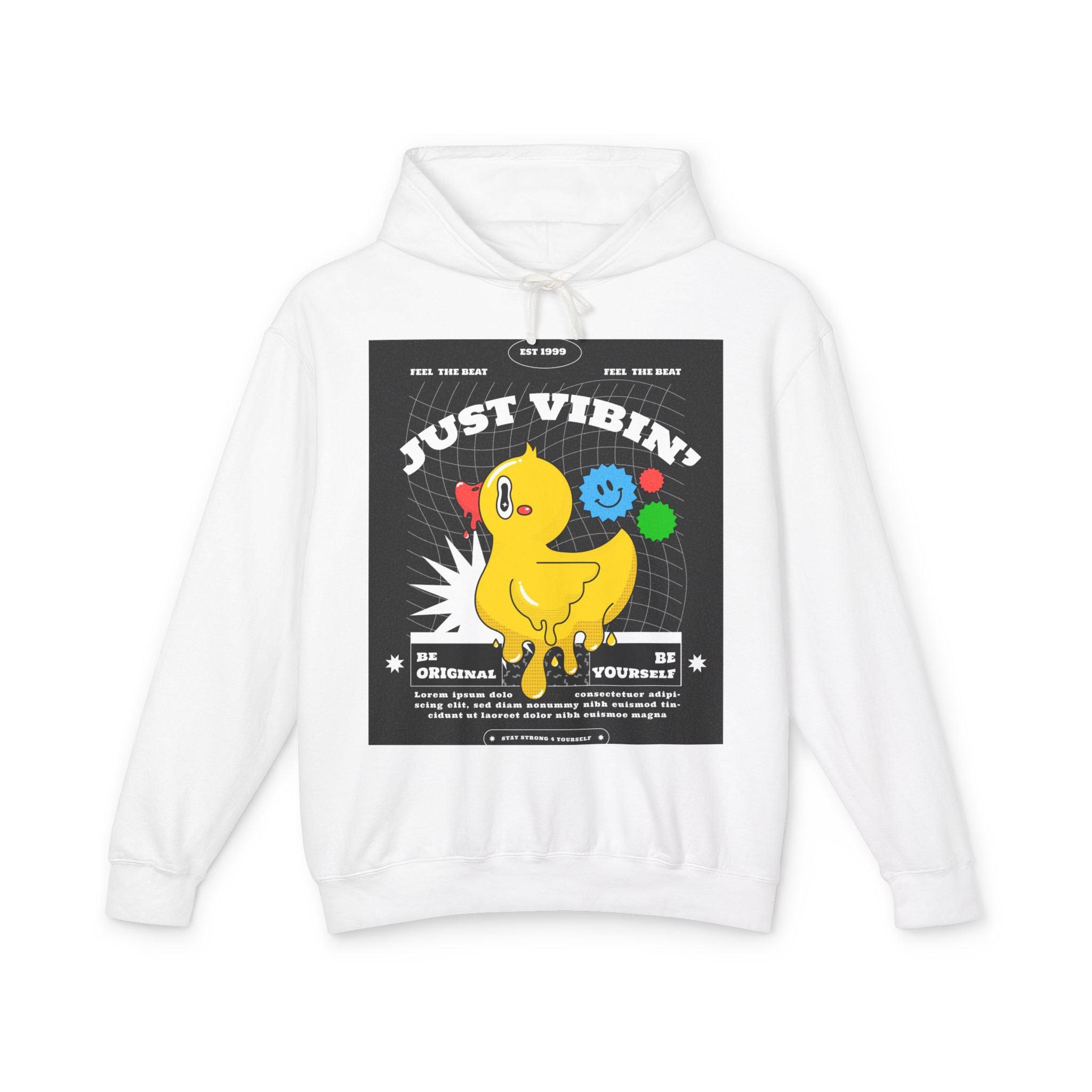Playful Duck Hoodie - Just Vibin' Unisex Lightweight Sweatshirt, Chill Vibe Apparel, Fun Gift for Friends, Unique Streetwear