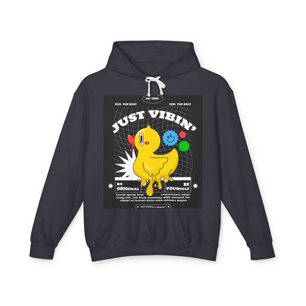 Playful Duck Hoodie - Just Vibin' Unisex Lightweight Sweatshirt, Chill Vibe Apparel, Fun Gift for Friends, Unique Streetwear