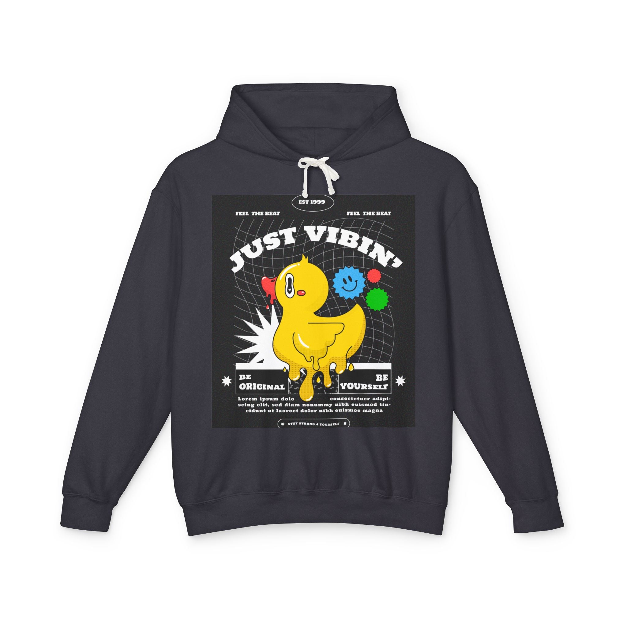 Playful Duck Hoodie - Just Vibin' Unisex Lightweight Sweatshirt, Chill Vibe Apparel, Fun Gift for Friends, Unique Streetwear