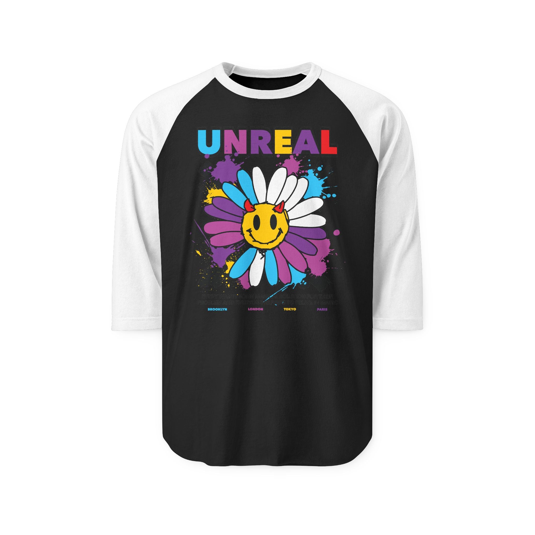 Positive Vibes Floral Raglan Shirt – Unisex Smiley Face Tee, Good Vibes Retro Baseball Top