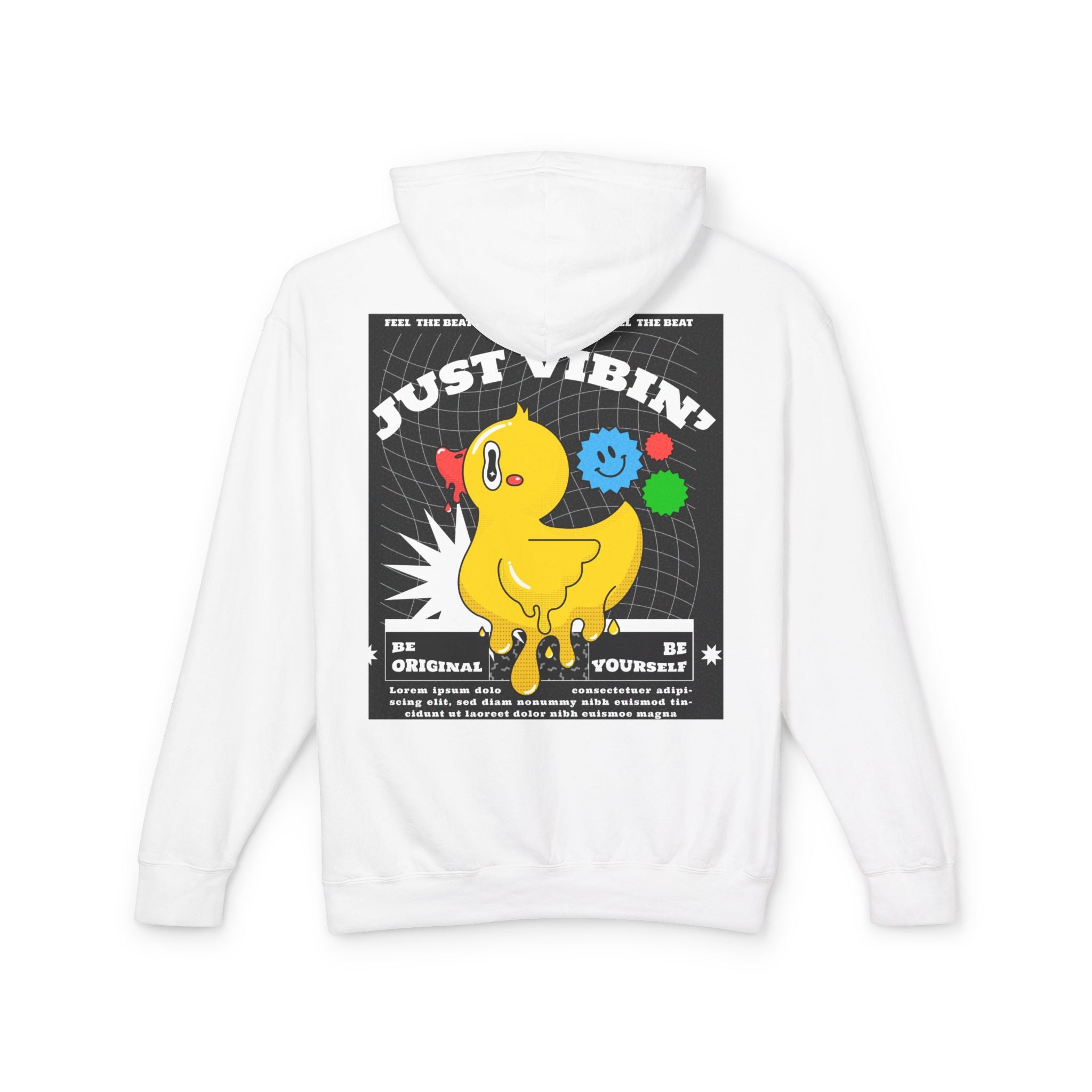 Playful Duck Hoodie - Just Vibin' Unisex Lightweight Sweatshirt, Chill Vibe Apparel, Fun Gift for Friends, Unique Streetwear