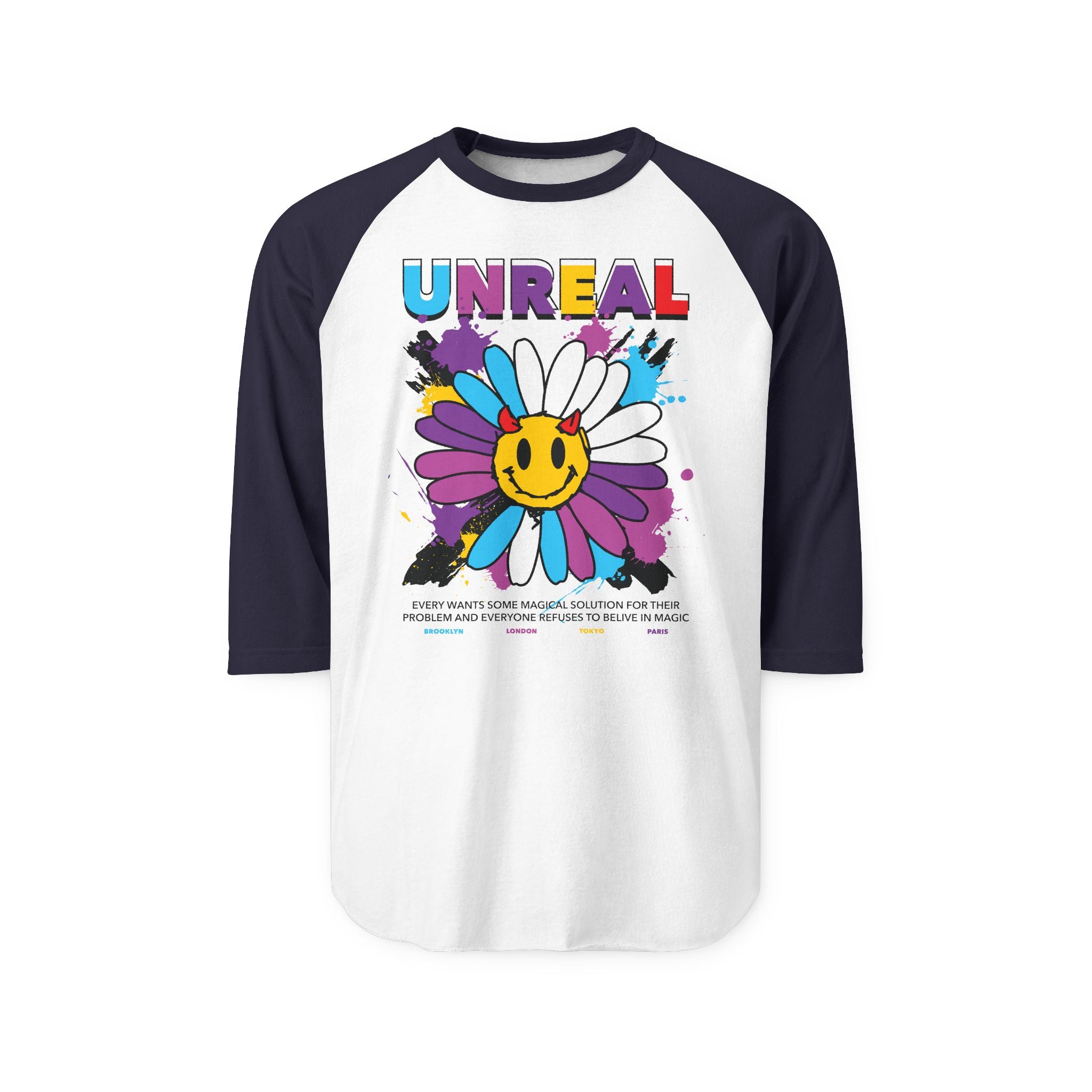 Positive Vibes Floral Raglan Shirt – Unisex Smiley Face Tee, Good Vibes Retro Baseball Top