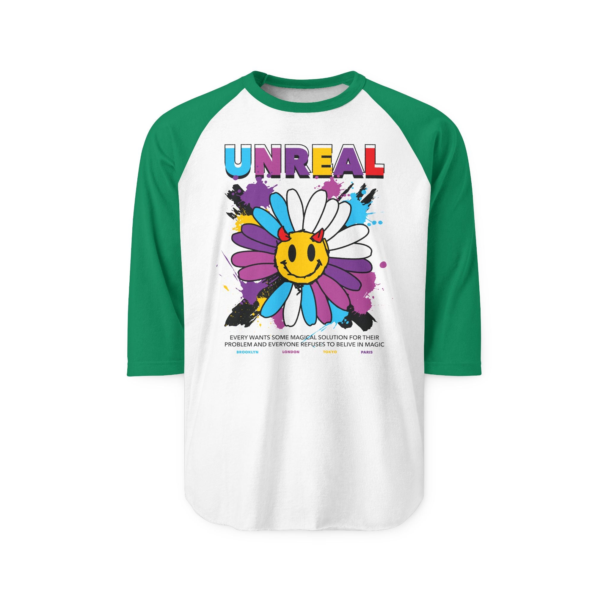 Positive Vibes Floral Raglan Shirt – Unisex Smiley Face Tee, Good Vibes Retro Baseball Top