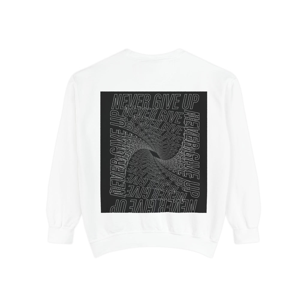 Inspirational Sweatshirt with 'Never Give Up' Design | Motivational Gift for Him & Her, Casual Wear, Cozy Layering, Wellness Gift
