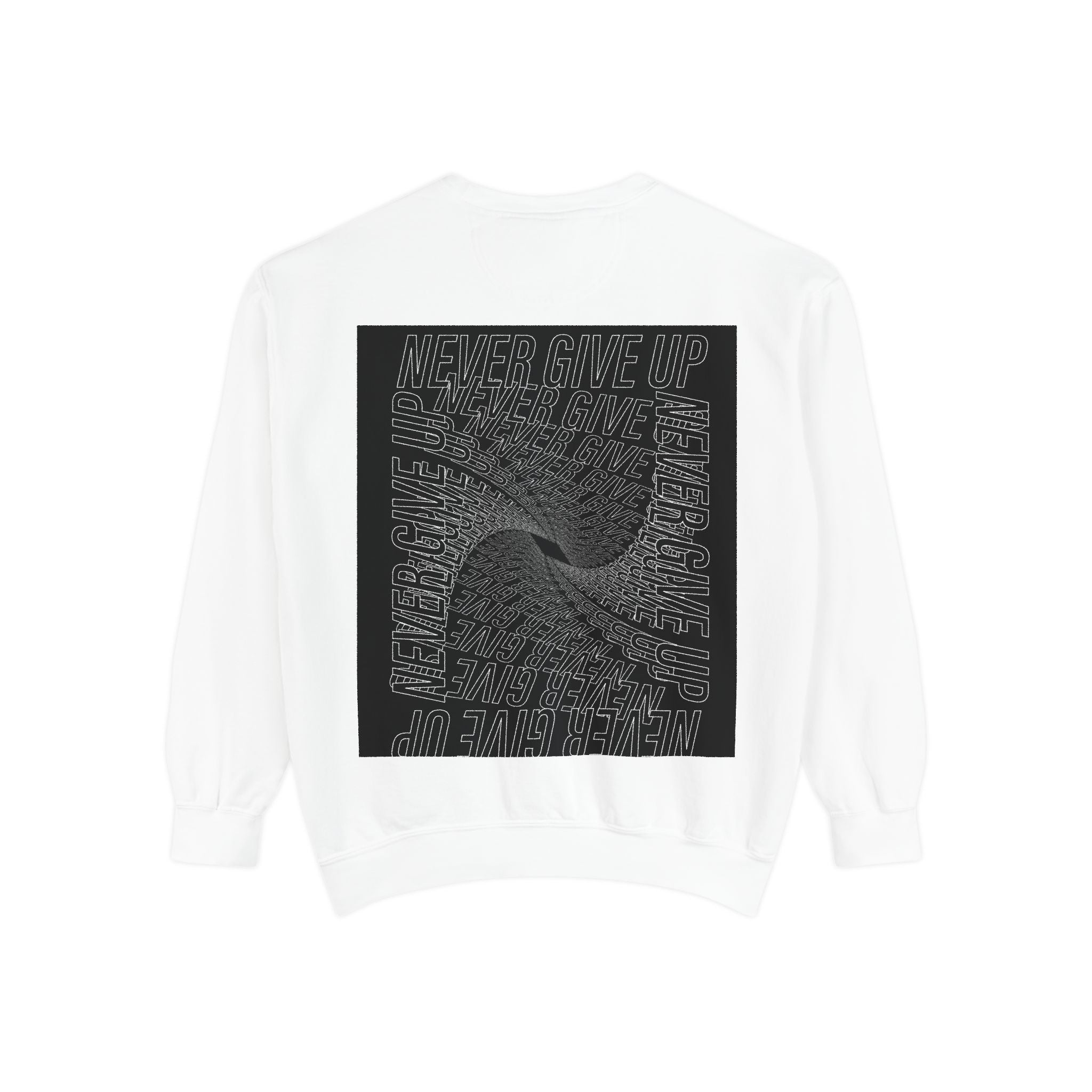 Inspirational Sweatshirt with 'Never Give Up' Design | Motivational Gift for Him & Her, Casual Wear, Cozy Layering, Wellness Gift