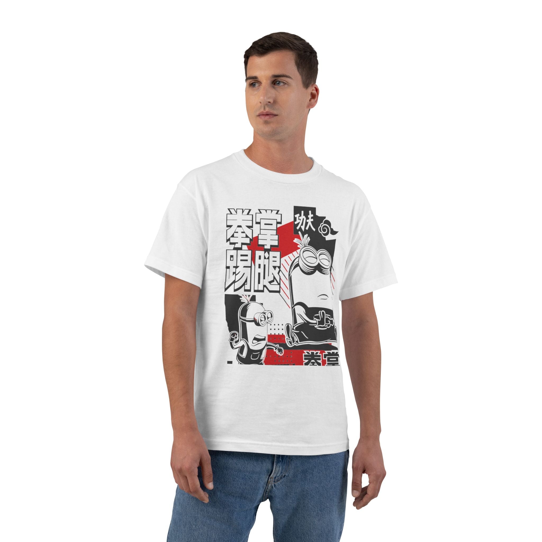 Japanese Retro Manga Graphic T-Shirt — Samurai/Kaiju Collage Design Printify