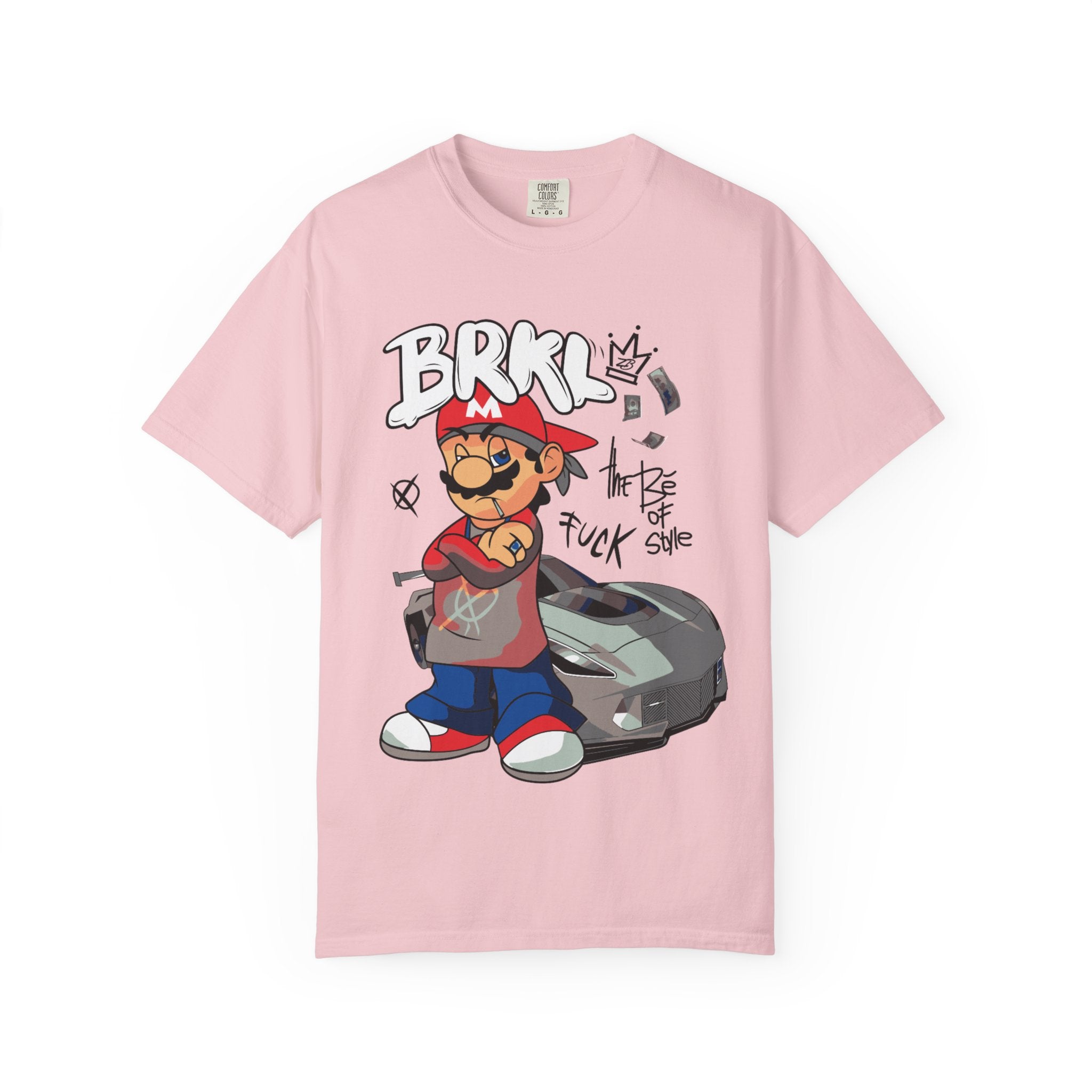 Streetwear Mario Graphic T-Shirt - 'BRKL' Graffiti Car Design Printify