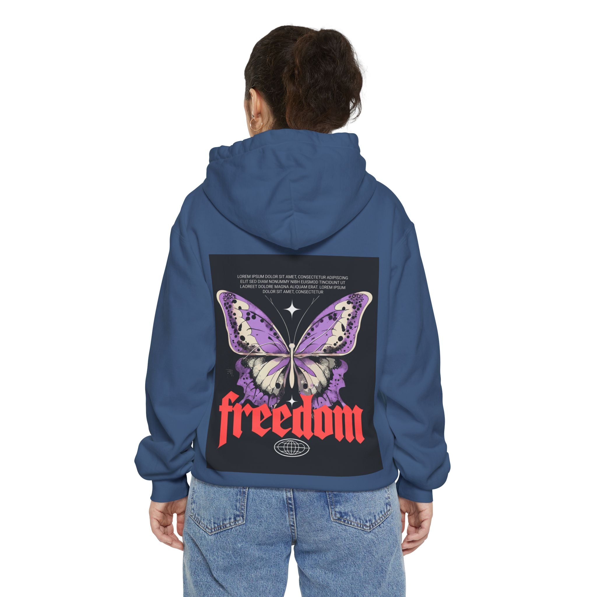 Freedom Butterfly Graphic Hoodie, Unisex Cozy Sweatshirt, Perfect for Gifting, Trendy Lifestyle Apparel, Spring Fashion Must-Have