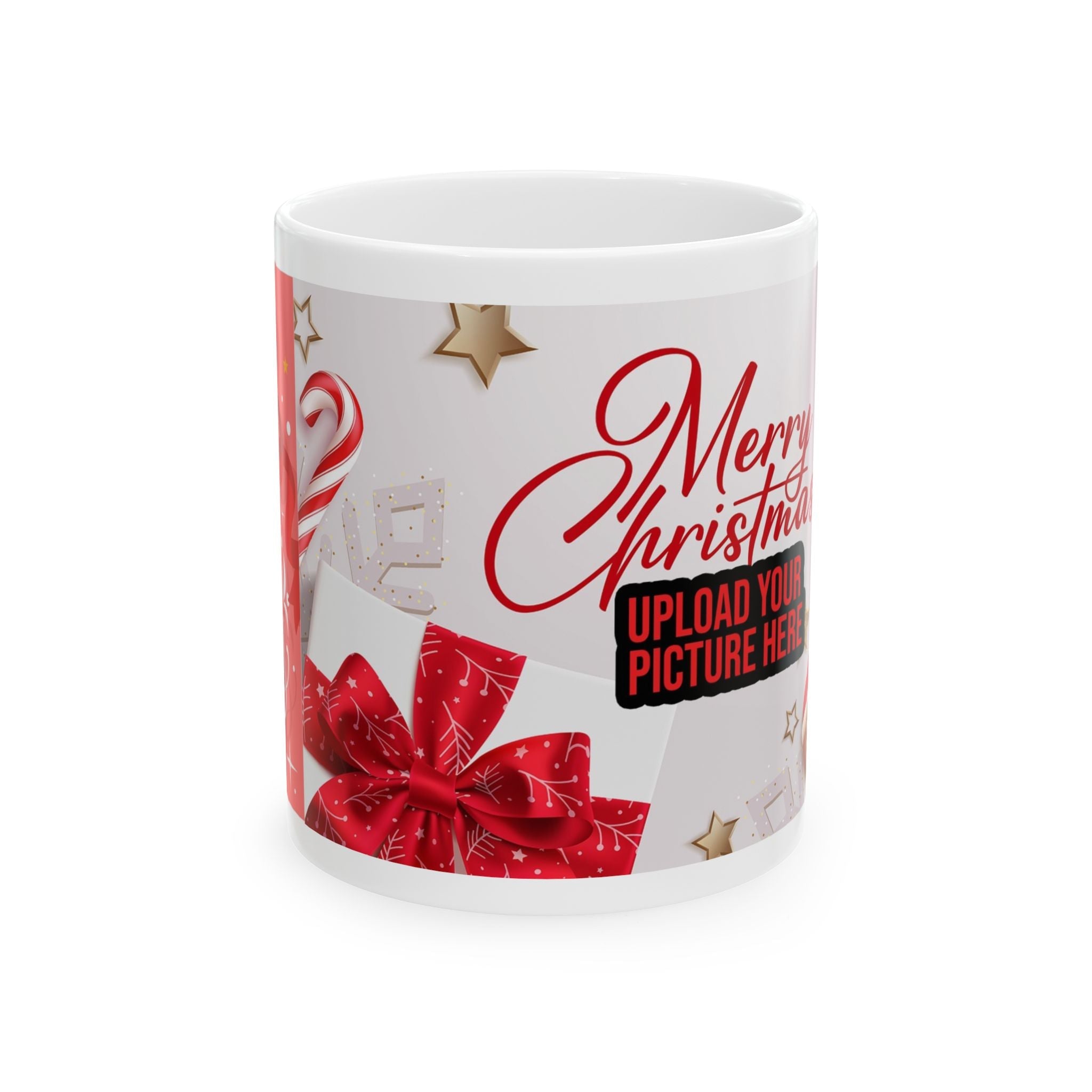 Christmas Photo Mug , Personalized Merry Christmas Ceramic Coffee Cup (11oz/15oz) Printify