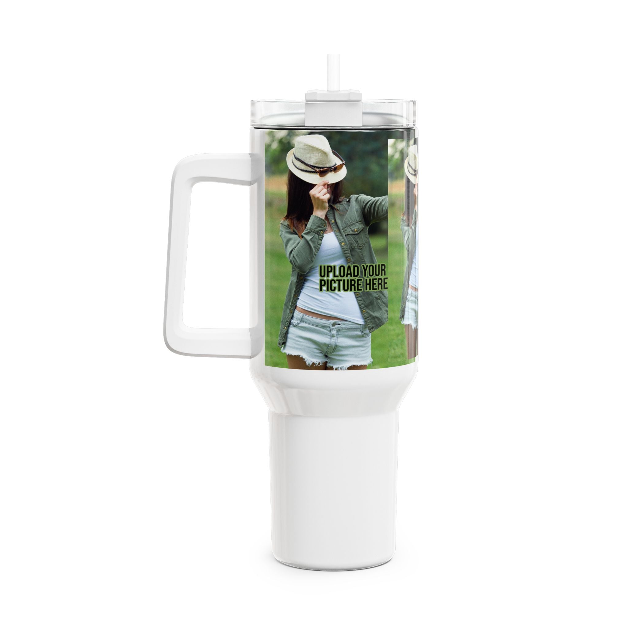 Personalized 40oz Photo Tumbler — Custom Travel Cup with Handle & Straw Printify