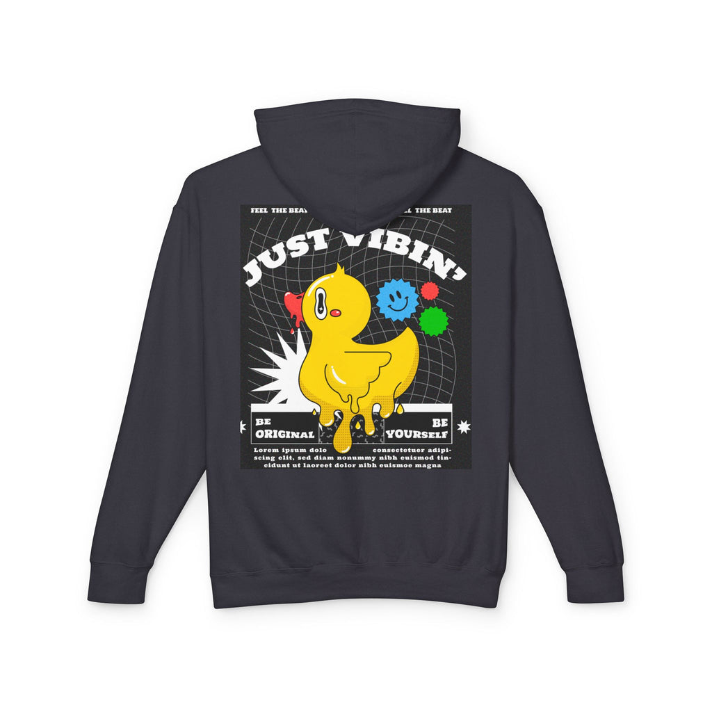 Playful Duck Hoodie - Just Vibin' Unisex Lightweight Sweatshirt, Chill Vibe Apparel, Fun Gift for Friends, Unique Streetwear