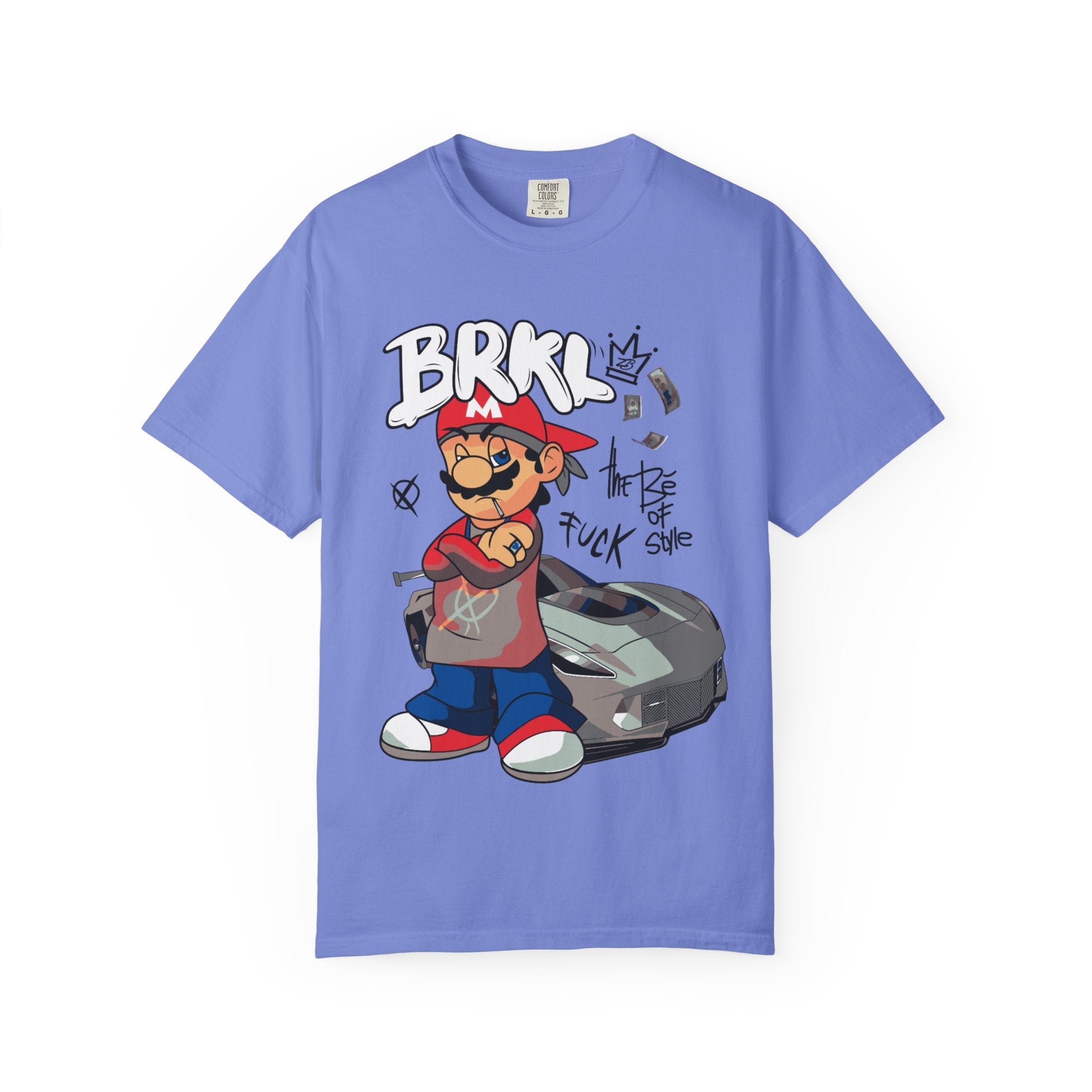 Streetwear Mario Graphic T-Shirt - 'BRKL' Graffiti Car Design Printify