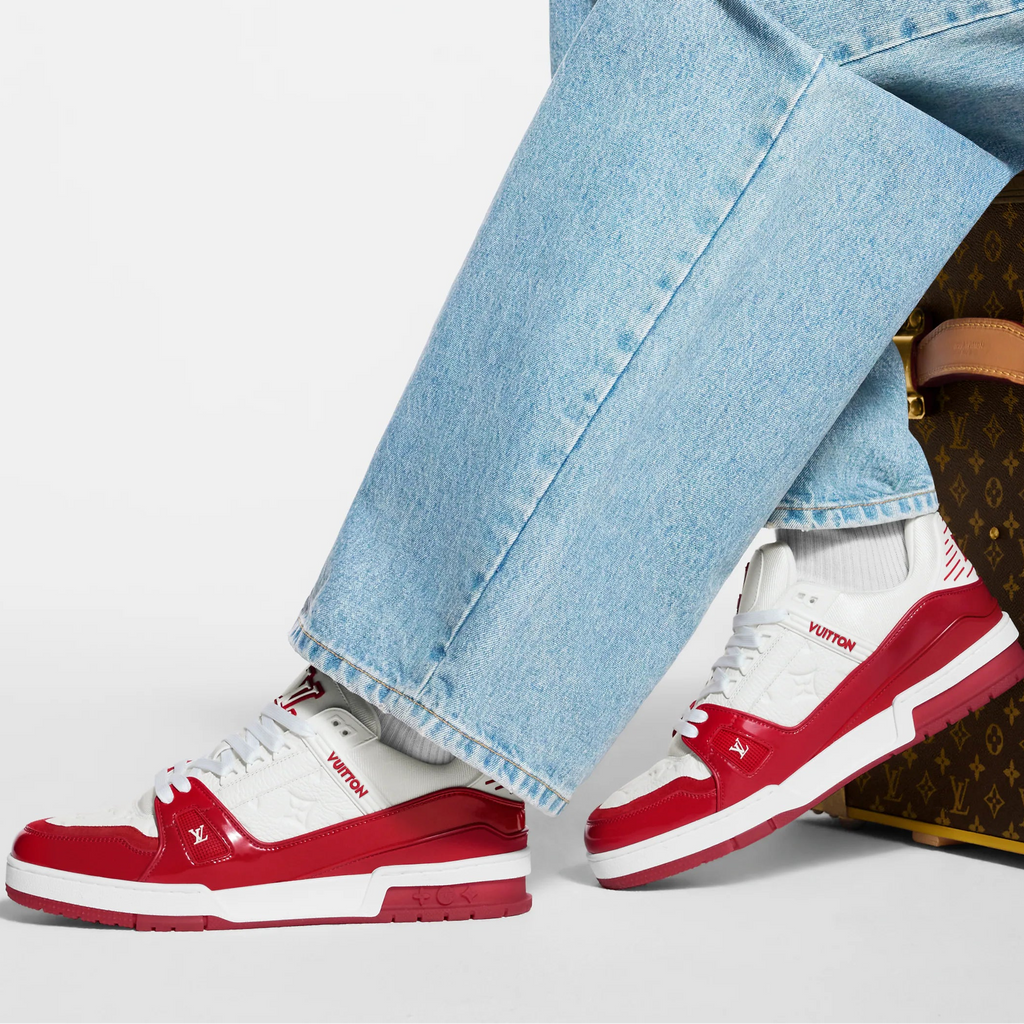 Luxury Red Monogram Sneaker – Designer-Inspired Streetwear, Unisex Premium Shoe